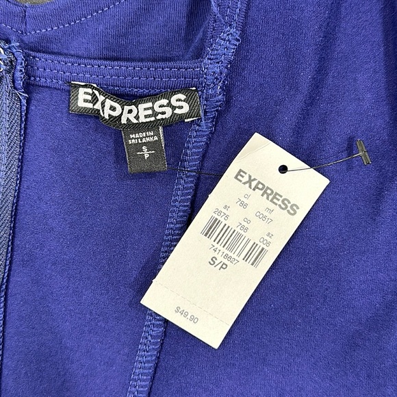 Express Cobalt Blue Purple Sweetheart Neckline Stretch Cotton Mini Dress - S - Picture 5 of 8